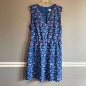 J Crew floral blue Women’s dress size 10 sleeveless flowers